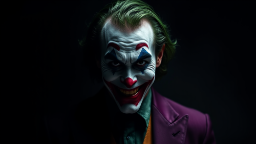 The Joker's Seriousity Against a Black Background