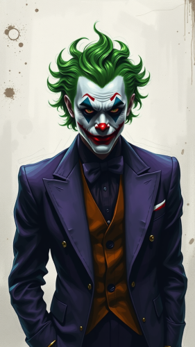 The Joker in Black Art with Green Hair