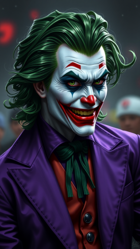 The Joker with Green Hair in Purple Outfit