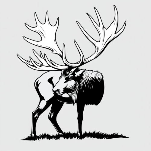 The Large Elk Antlers T-Shirt Design Sketch