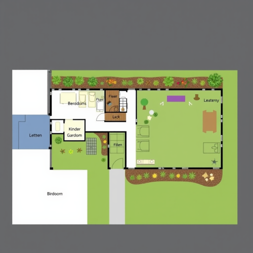 The Layout of a 300m2 Kindergarten Plan