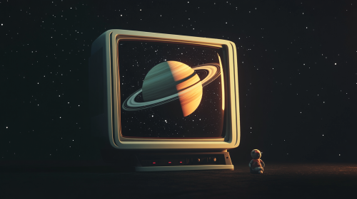 The Little Saturn in Old Computer Monitor