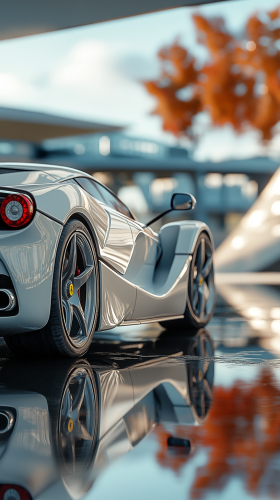The Luxurious White Ferrari LaFerrari in Architectural Setting