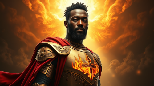 The Majestic African King in Divine Armor