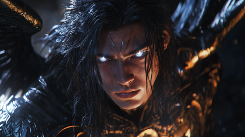 The Male Angel Villain in Black Armor