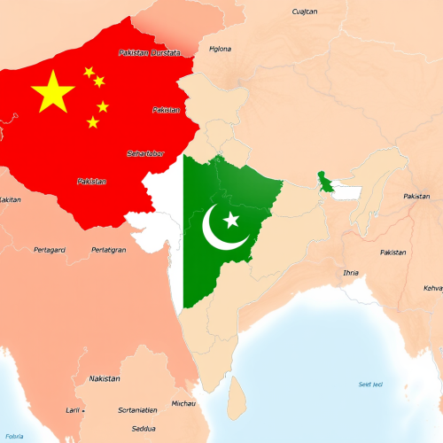 The Map of India Showcasing Pakistan and China