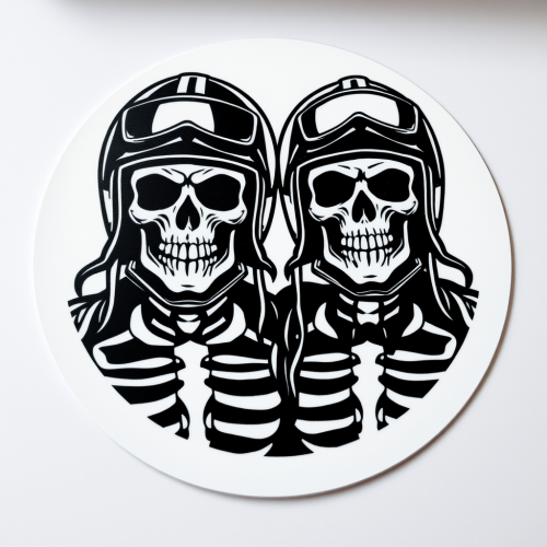 The Married Skeleton Bikers Sticker Design