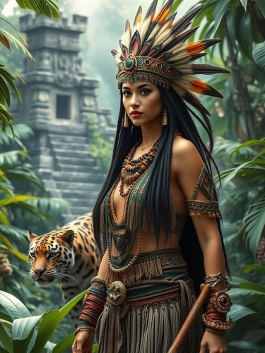 The Mayan Warrior Queen Guided by a Jaguar
