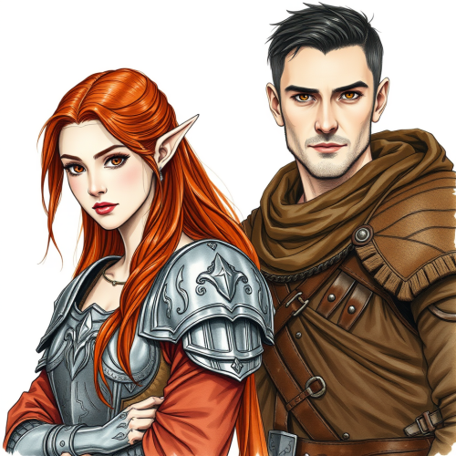 The Medieval Elvish Woman and Human Male Portrait