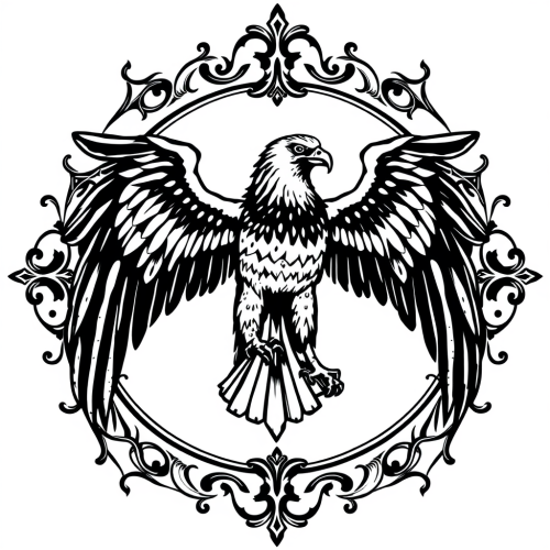 The Medieval Guardian Hawk in Luxurious Gothic Scrollwork