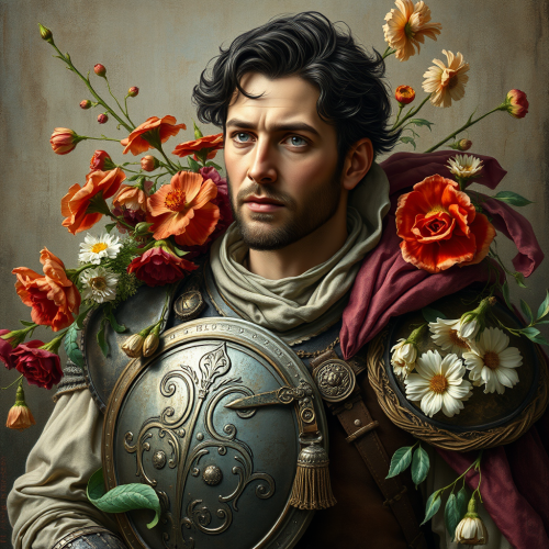 The Medieval Man Resting in Flowers