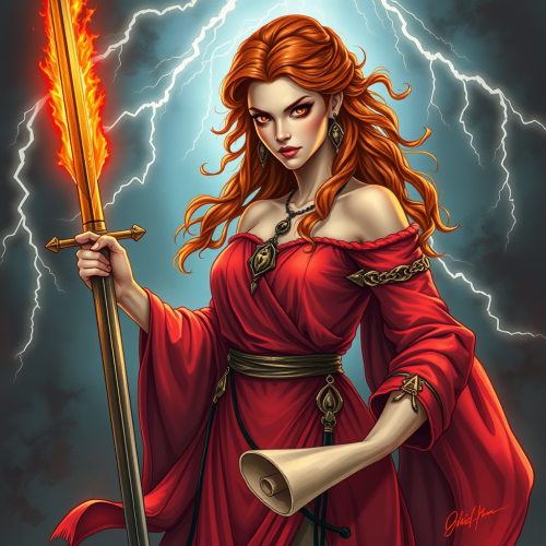 The Menacing Ancient Goddess with a Flaming Gaze