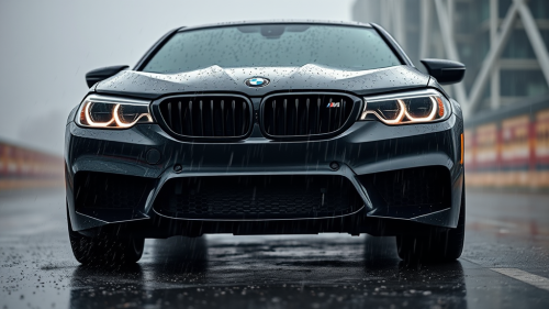 The Menacing Black BMW M5 Competition in Rain