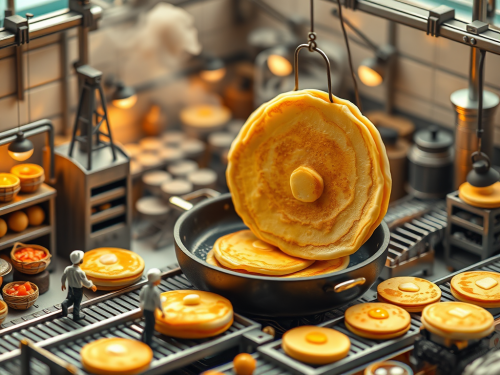 The Miniature Pancake Factory with Busy Chefs