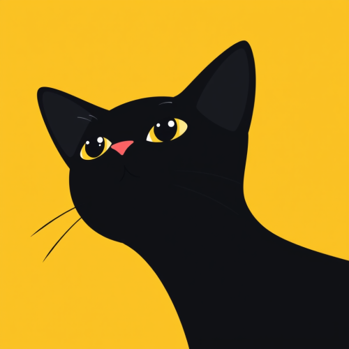 The Minimalistic Artistic Black Kitten Gazing Upwards