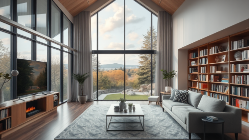 The Modern Home Library Overlooking Nature