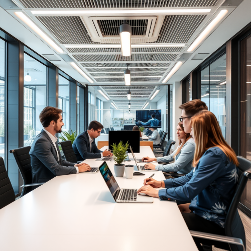 The Modern Office Team Under Air Conditioning