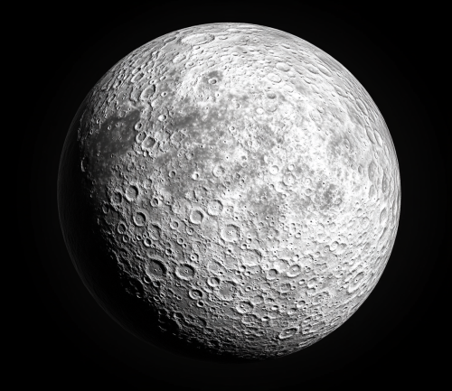 The Moon in 3D Style on Black Background