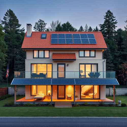 The Multi-Story House with Solar Panels