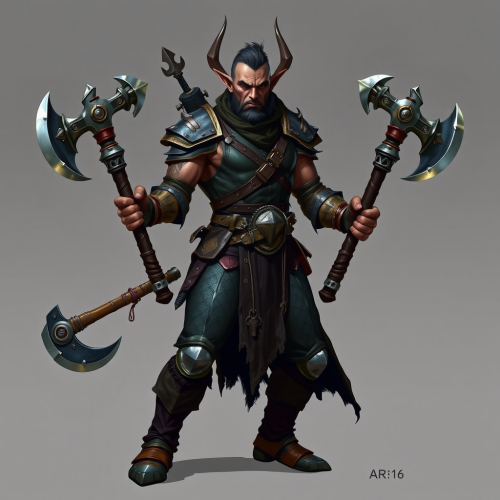 The Muscular Dark Elf Fighter's Full Body Portrait