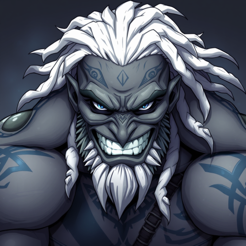 The Muscular Goliath with Bright Blue Eyes: Anime Style