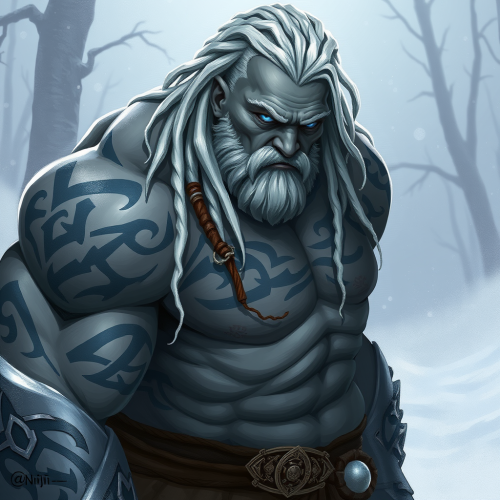 The Muscular Goliath with White Dreadlocks in Snow