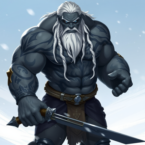 The Muscular Goliath with White Dreadlocks in Snow
