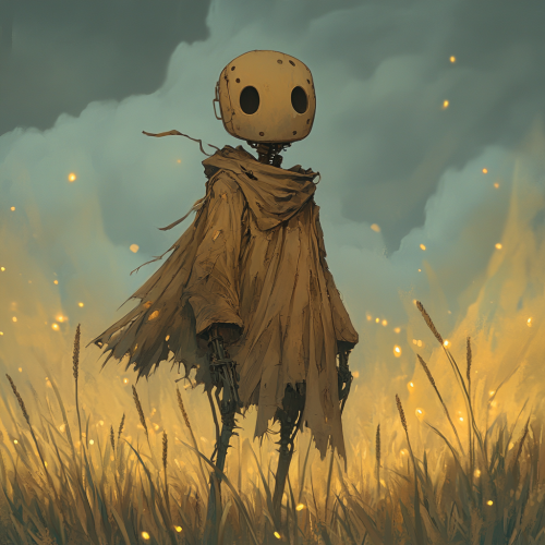 The Mysterious Ghibli-Style Scarecrow in Futuristic Year 3000