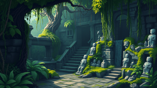 The Mysterious Jungle Temple Level in Pixels