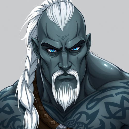 The Nordic Fantasy Character Goliath with Blue Tattoos
