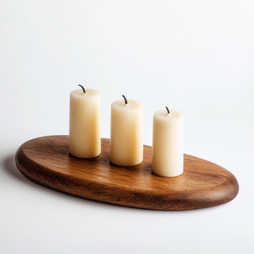 The Oval Wooden Board for Elegant Candle Arrangement