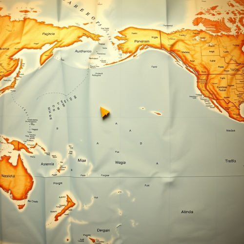 The Pacific Ocean Highlighted on World Map