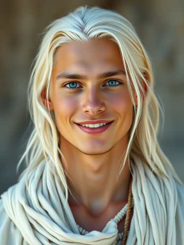 The Peaceful, Tribal Young Man with Striking Blue Eyes