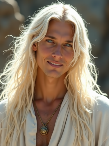 The Peaceful Tribal Man with Platinum Blonde Hair