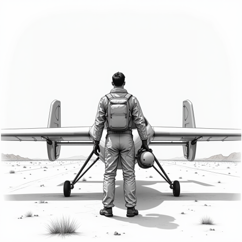 The Pilot Posing with eVTOL in a Desert