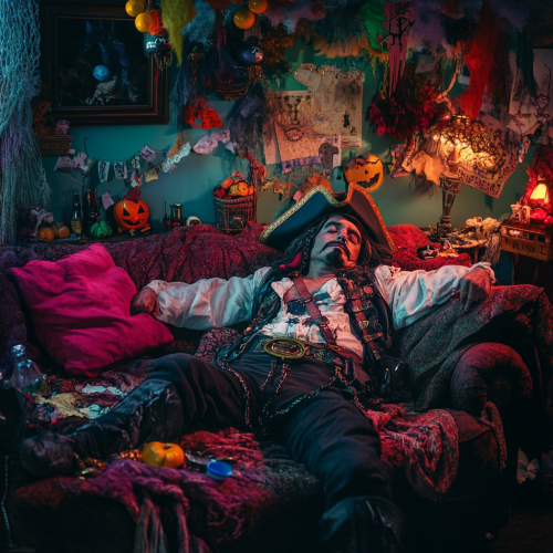 The Pirate in the Party after Celebrating Hard