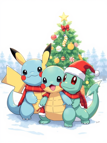 The Pokemon Gang Celebrating Christmas
