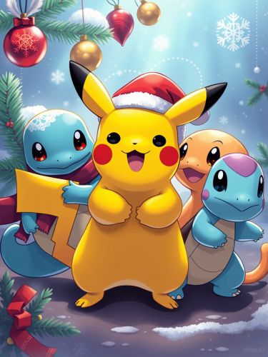 The Pokemon Trio Celebrating Christmas Together
