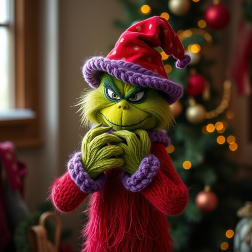 The Purple Grinch Holding Something