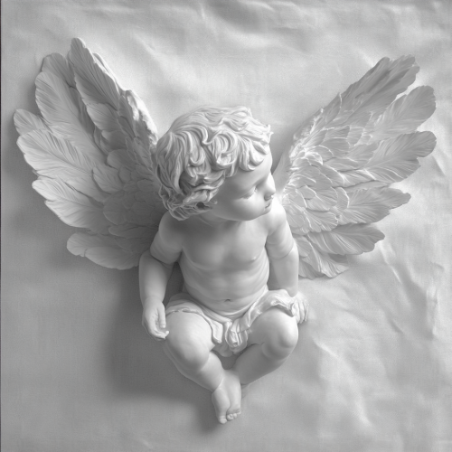 The Realistic Angel Cherub Sculpture in Black and White