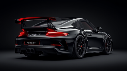 The Realistic Rear View of a Black 2023 Porsche GT3RS