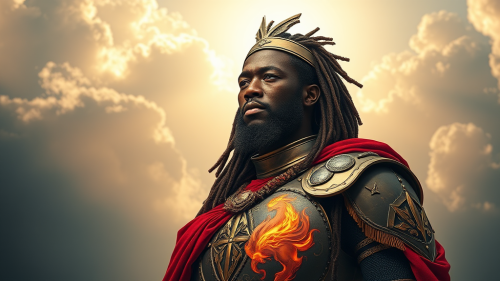 The Regal African Warrior in Flaming Armor
