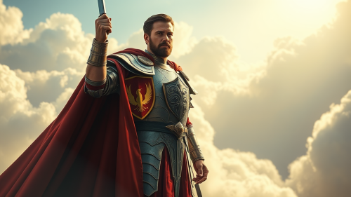 The Regal Cloud Man with Sword and Shield