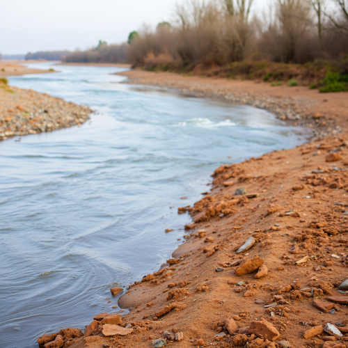 The River Flowing Through a Dirt Bank