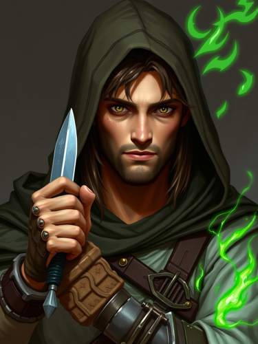 The Rugged High-Elf Rogue Sorcerer with Green Magic