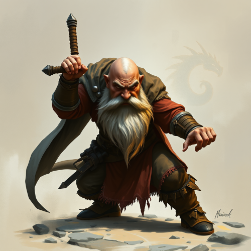 The Sad Dwarf Monk in Fighting Stance