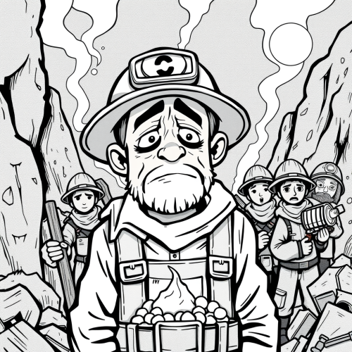 The Sad Miner with Empty Gold Mine Illustration