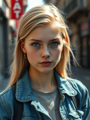 The Sassy Blonde Teenager on a City Street