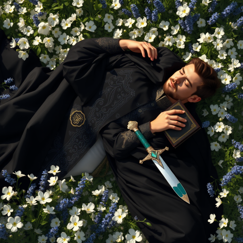 The Serene Knight in Ottoman Garb Amidst Flowers