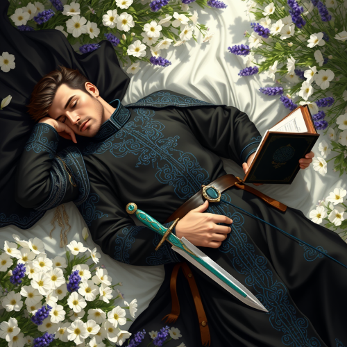The Serene Ottoman Knight in Dreamlike Floral Bed